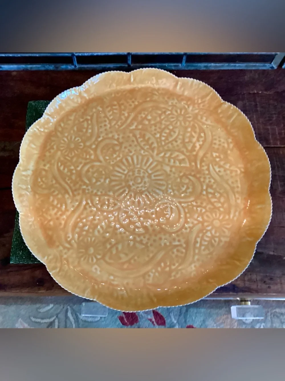 Anthropologie Patterned Enamel Ruffle Tray NEW ( LARGE)